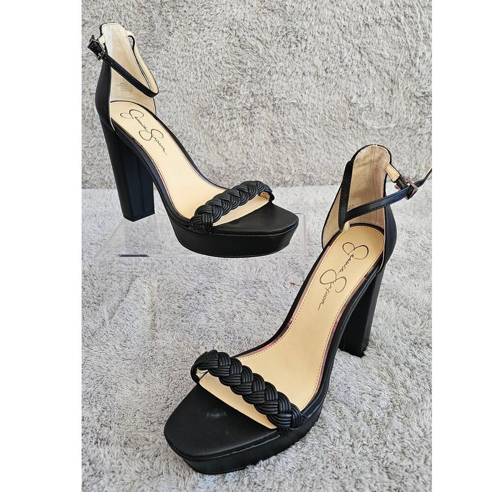 New Jessica Simpson Peomi Black Ankle Straps Platform Heels Womens‎ Size 11M